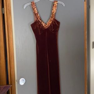 Brown Velvet Gown with Sequins